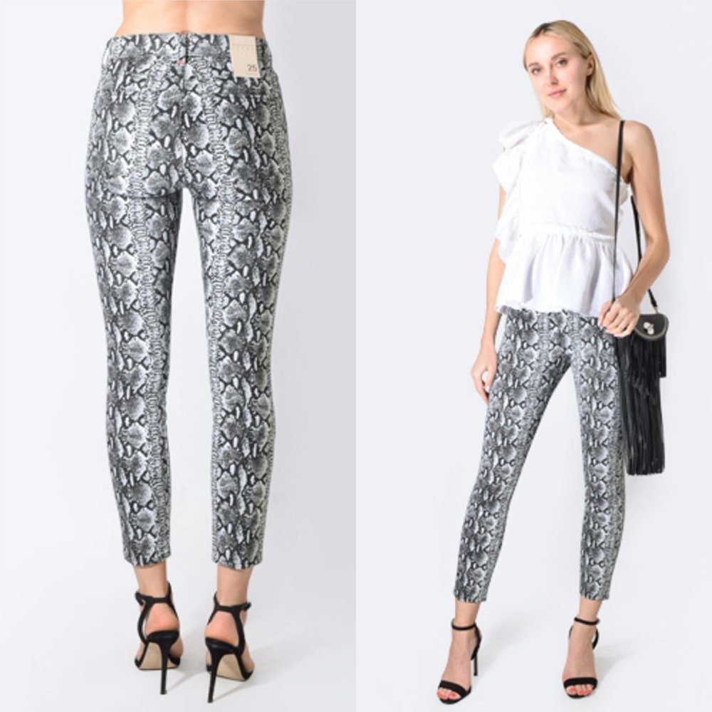 Alice and Olivia Good High Rise Skinny Jeans in Snake - Picture 1 of 13